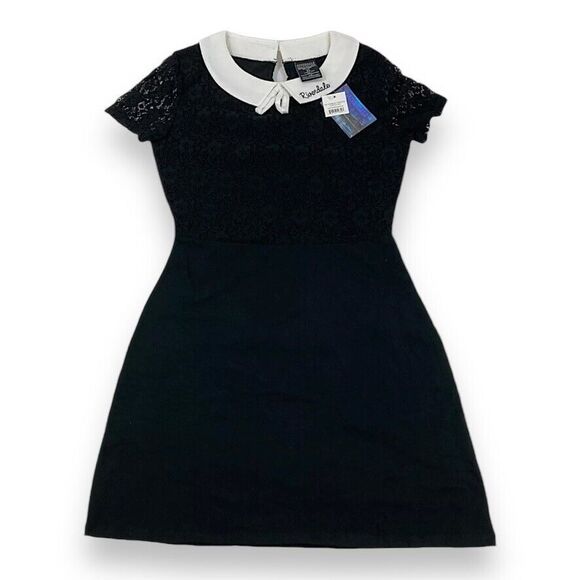 Riverdale Veronica Costume Cosplay Black Lace A-Line Dress Fit Flare JUNIORS S/M - Picture 12 of 16